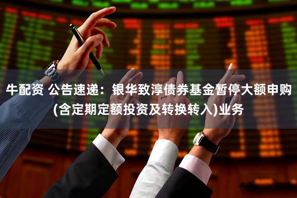 牛配资 公告速递：银华致淳债券基金暂停大额申购(含定期定额投资及转换转入)业务